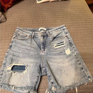 Destroyed Judy  Blue Denim Shorts